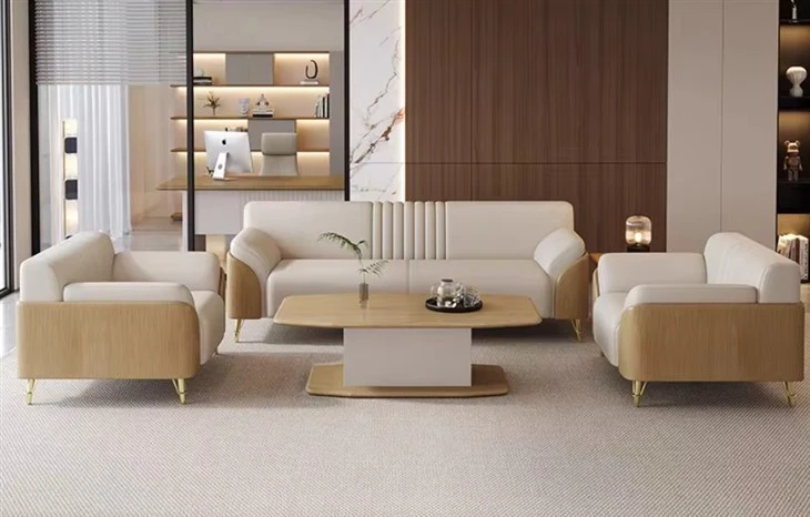 Cream Leather Wood Accent Sofa Cream Leather Wood Accent Sofa